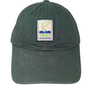 Trout Unlimited Baseball Cap Green Blue Strapback OS Adjustable Fishing Hat